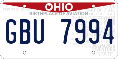 OH license plate GBU7994