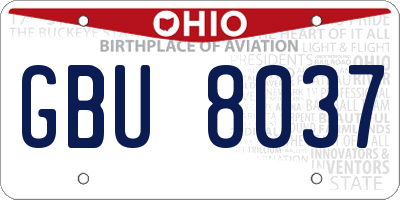 OH license plate GBU8037