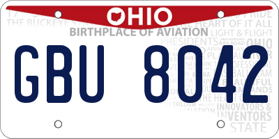 OH license plate GBU8042