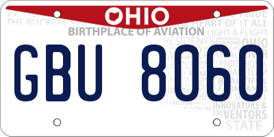 OH license plate GBU8060