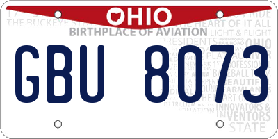 OH license plate GBU8073