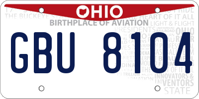 OH license plate GBU8104