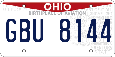 OH license plate GBU8144
