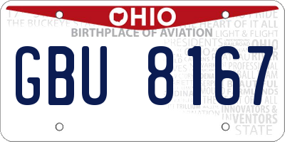 OH license plate GBU8167