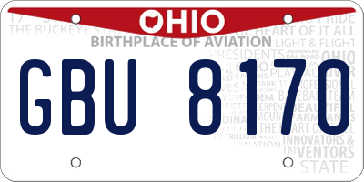 OH license plate GBU8170