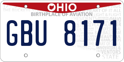 OH license plate GBU8171
