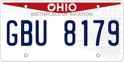 OH license plate GBU8179