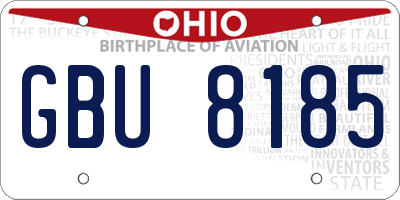 OH license plate GBU8185
