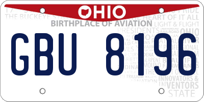 OH license plate GBU8196
