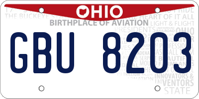 OH license plate GBU8203