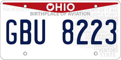 OH license plate GBU8223