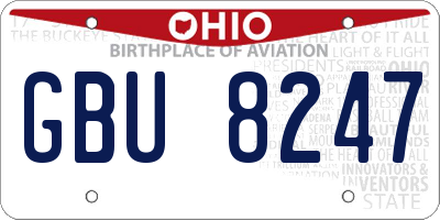 OH license plate GBU8247