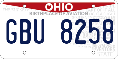 OH license plate GBU8258