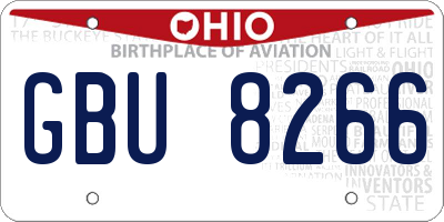 OH license plate GBU8266
