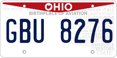 OH license plate GBU8276