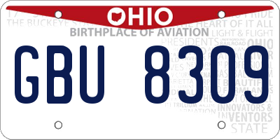OH license plate GBU8309