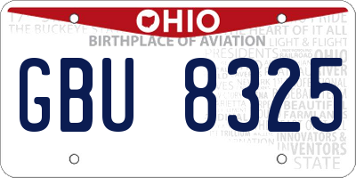 OH license plate GBU8325
