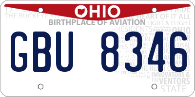 OH license plate GBU8346