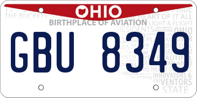 OH license plate GBU8349
