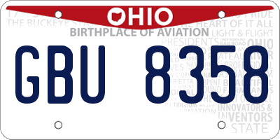 OH license plate GBU8358