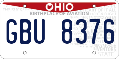 OH license plate GBU8376