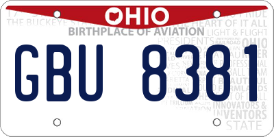 OH license plate GBU8381