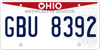 OH license plate GBU8392