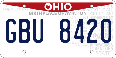 OH license plate GBU8420