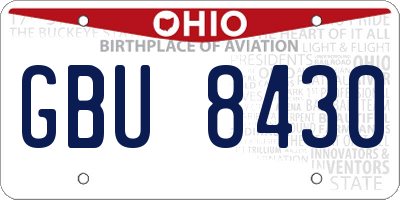 OH license plate GBU8430