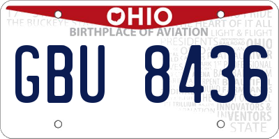 OH license plate GBU8436