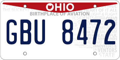 OH license plate GBU8472