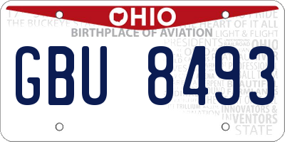 OH license plate GBU8493