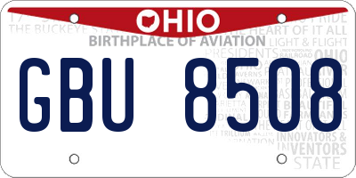 OH license plate GBU8508