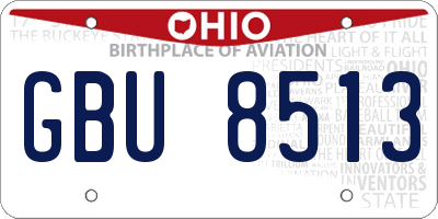 OH license plate GBU8513