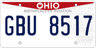 OH license plate GBU8517