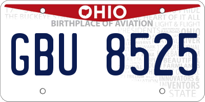 OH license plate GBU8525