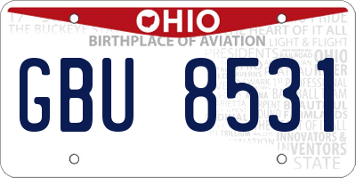 OH license plate GBU8531