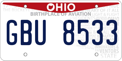 OH license plate GBU8533