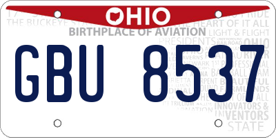 OH license plate GBU8537