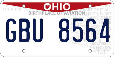 OH license plate GBU8564