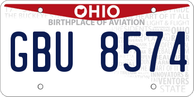 OH license plate GBU8574