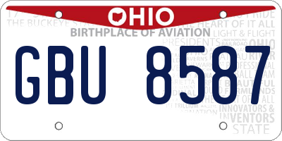 OH license plate GBU8587