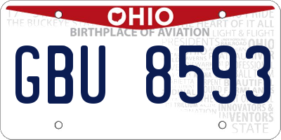OH license plate GBU8593