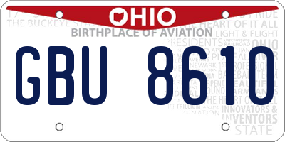 OH license plate GBU8610