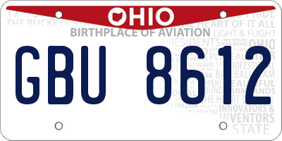 OH license plate GBU8612