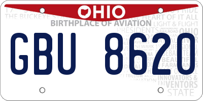 OH license plate GBU8620