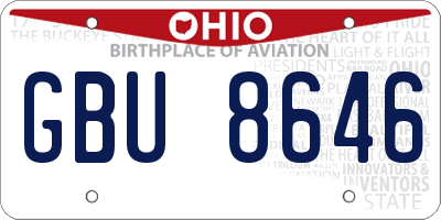 OH license plate GBU8646