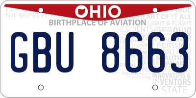 OH license plate GBU8663