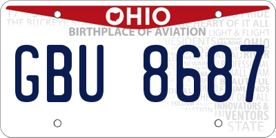OH license plate GBU8687