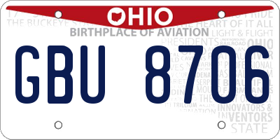 OH license plate GBU8706